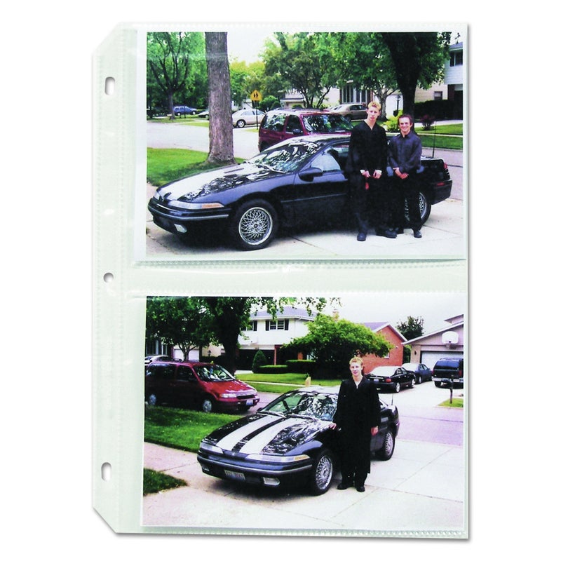 C-Line Clear Photo Pages for Four 5 x 7 Photos, 3-Hole Punched, 11.25 x 8.13, 50/Box - Image 1